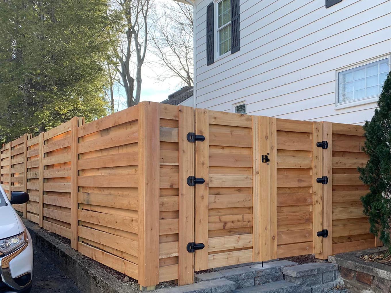 Hudson NH horizontal style wood fence