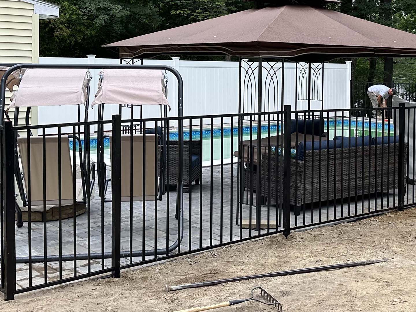 Black aluminum 2 rail pool fence  in Lawrence MA